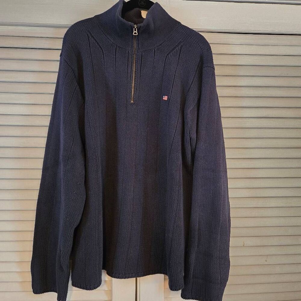 Vintage Y2K Ralph Lauren Polo Jeans Co. Navy 3/4 Zip Sweater Large